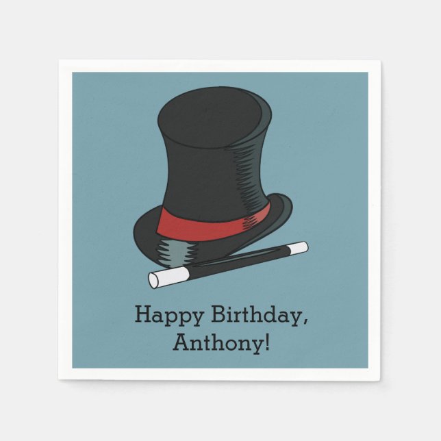 Servilleta De Papel Magos Gorra Magic Show Birday Party (Anverso)