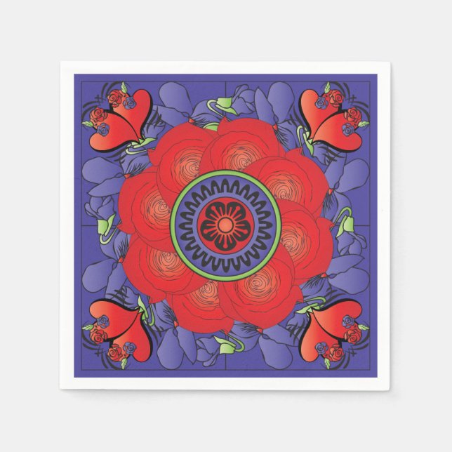 Servilleta De Papel Mah Jongg Rosas Napkins (Anverso)