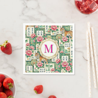 Servilleta De Papel Mahjong Chinoiserie Tiger Monogram Personalized