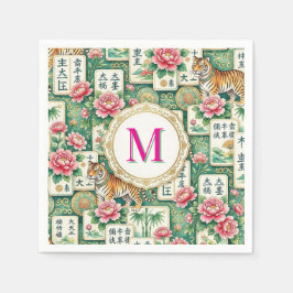 Servilleta De Papel Mahjong Chinoiserie Tiger Monogram Personalized 