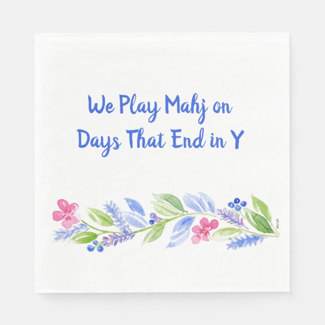 Servilleta De Papel Mahjong Dot Crack Bam Watercolor Flower (Anverso)