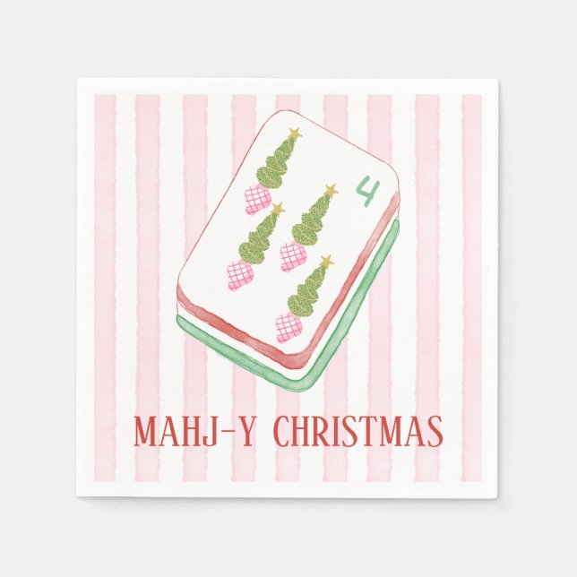 Servilleta De Papel Mahjong Navideño Personalizado (Anverso)