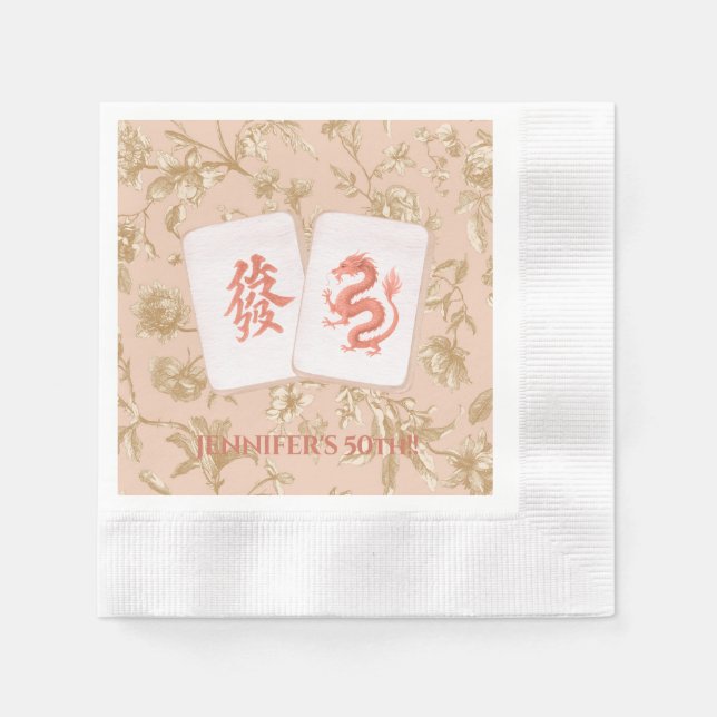 Servilleta De Papel Mahjong Party Napkin, Toile (Anverso)