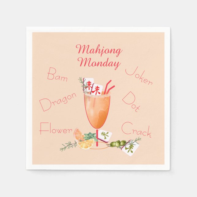 Servilleta De Papel Mahjong Tiles and Cocktail Paper Napkin (Anverso)