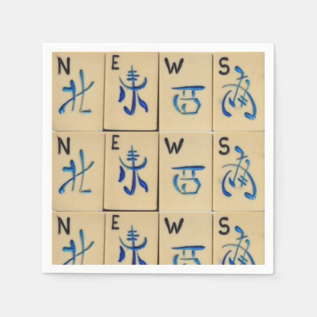 Servilleta De Papel MAHJONG TILES Napkins CUTE NEWS fiestas regalo (Anverso)