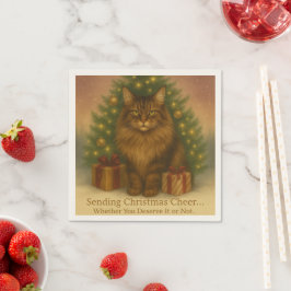 Servilleta De Papel Maine Coon Christmas Napkins | Funny Holiday Table