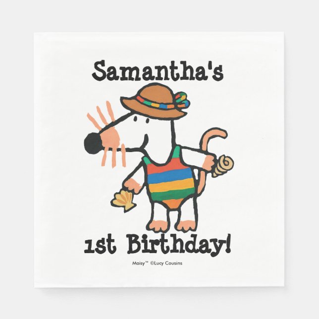 Servilleta De Papel Maisy con conchas Cumpleaños (Anverso)