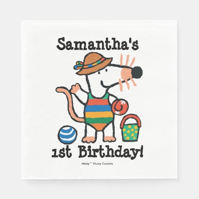 Servilleta De Papel Maisy en el cumpleaños de la playa (Anverso)