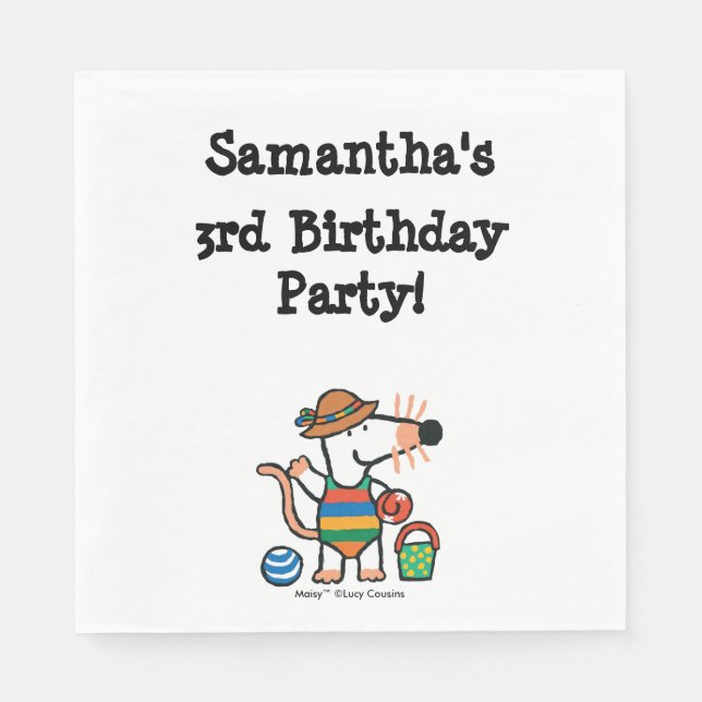 Servilleta De Papel Maisy en el cumpleaños de la playa (Anverso)