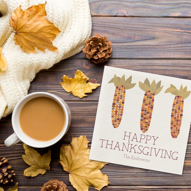 Servilleta De Papel Maíz o maíz indio Feliz Acción de Gracias (Subido por el creador)