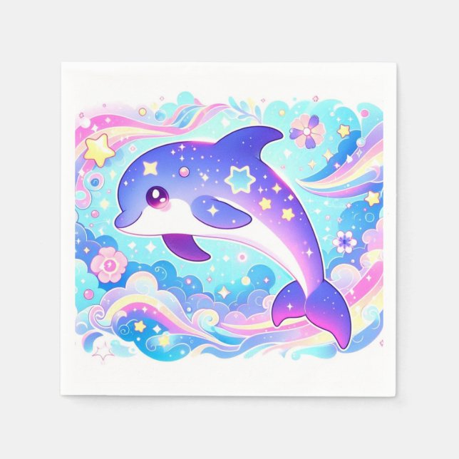 Servilleta De Papel Majestic Cute Dolphin Baby Shower (Anverso)