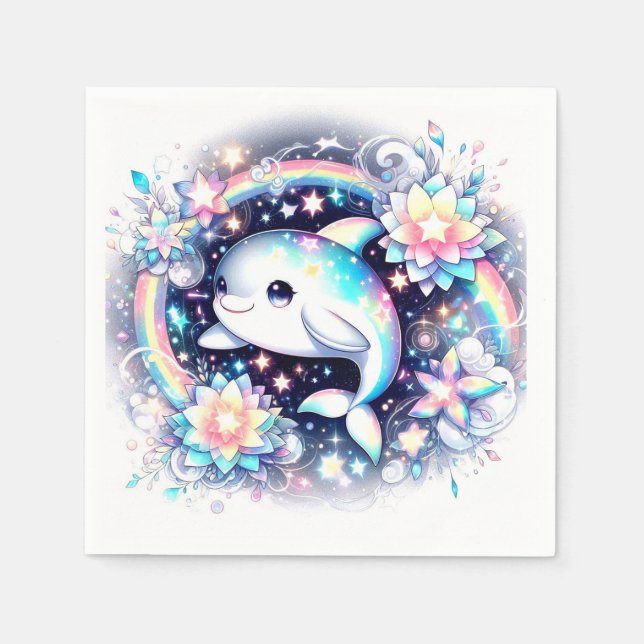 Servilleta De Papel Majestic Elegant Dolphin Baby Shower (Anverso)
