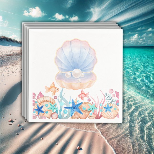 Servilleta De Papel Majestic Pearl Under Sea Baby Shower (Subido por el creador)