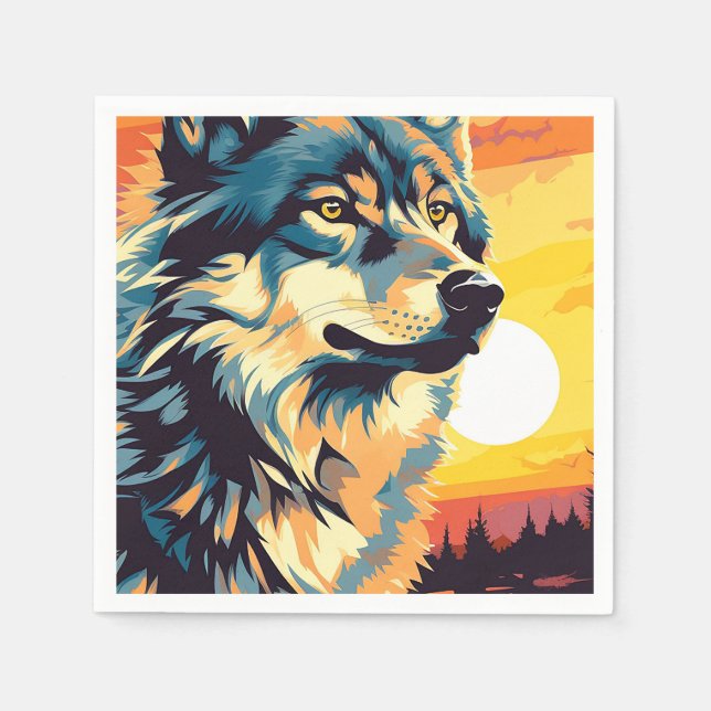 Servilleta De Papel Majestic Wolf Impresionist Journey (Anverso)