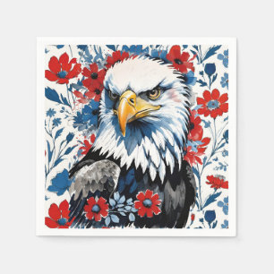 Servilleta De Papel Majestuoso American Bald Eagle Floral
