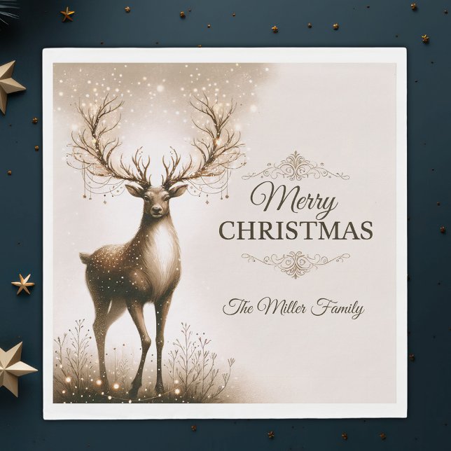 Servilleta De Papel Majestuoso reno, Feliz Navidad personalizado (Subido por el creador)