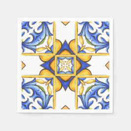Servilleta De Papel Majólica, azulejos mediterráneos,