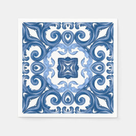 Servilleta De Papel Majólica, azulejos mediterráneos,