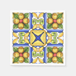 Servilleta De Papel Majólica, azulejos mediterráneos,