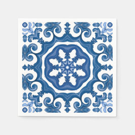 Servilleta De Papel Majólica, azulejos mediterráneos,