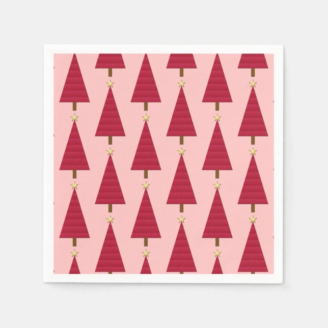 Servilleta De Papel Maldito rojo profundo, árbol de Navidad moderno Pa (Anverso)
