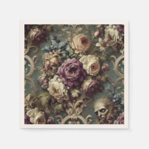 Servilleta De Papel Malestar Dorado – Diseño Floral Victoriano Gótico