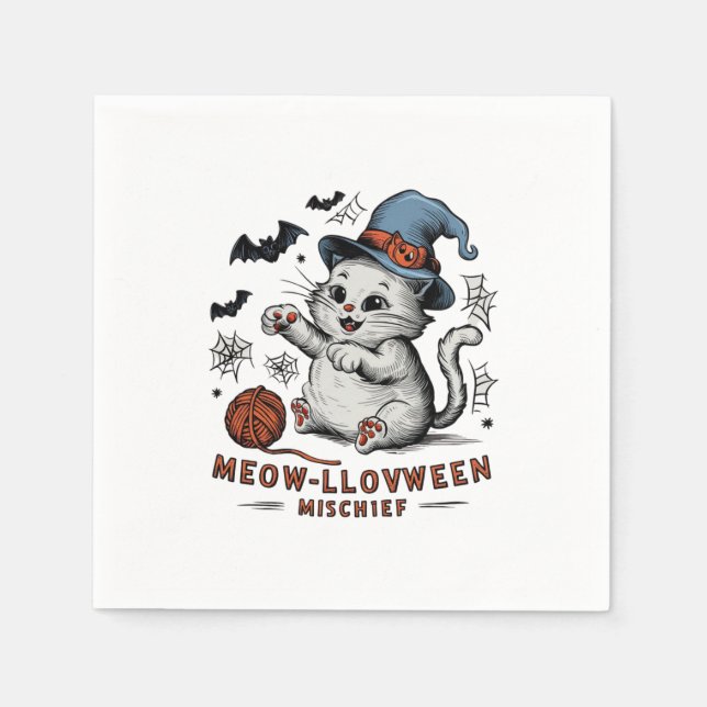 Servilleta De Papel Malhechor de Meow-lloween (Anverso)