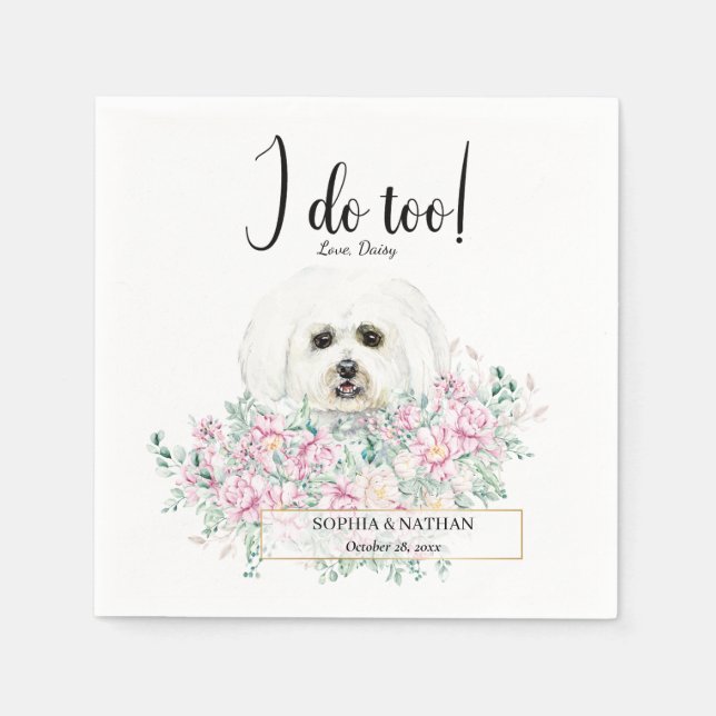 Servilleta De Papel Maltese Dog Wedding Cocktail Napkins (Anverso)