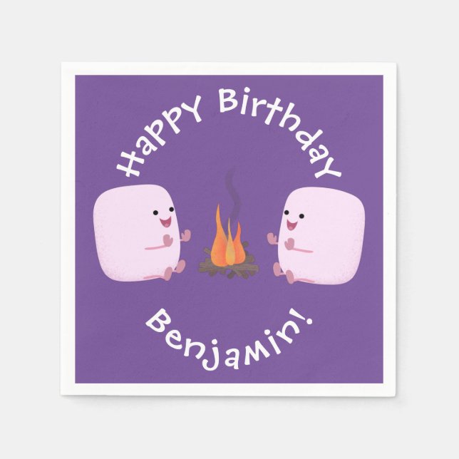 Servilleta De Papel Malvaviscos rosados por personalizado de bomberos  (Anverso)