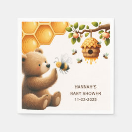 Servilleta De Papel Mamá a Bee Brown Bear Baby Shower
