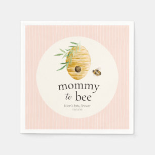 Servilleta De Papel Mamá Abeja Fucsia Rayado Baby Shower Niña