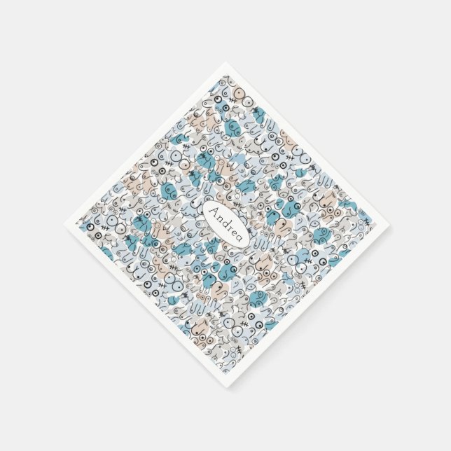 Servilleta De Papel Mamá azul de humor divertido (Borde)