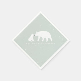 Servilleta De Papel Mama Baby Bear Blue Winter Baby Shower