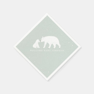 Servilleta De Papel Mama Baby Bear Blue Winter Baby Shower