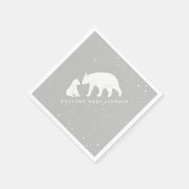 Servilleta De Papel Mama Baby Bear Gray Winter Baby Shower