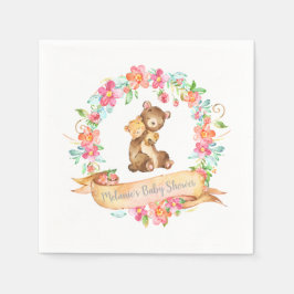 Servilleta De Papel Mamá Bear Bear Woodland Flor Wreath Spring Shower
