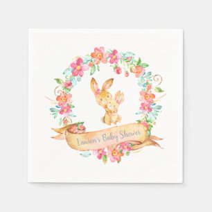Servilleta De Papel Mamá bebé Bunny Floral Wreath Spring Shower