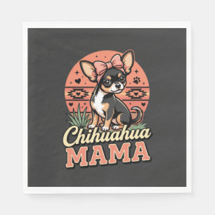 Servilleta De Papel Mamá Chihuahua Adorable con Lazo Mamá Perro