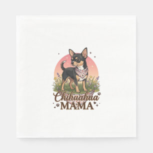 Servilleta De Papel Mamá Chihuahua Perro Bandana Floral Rosa_1