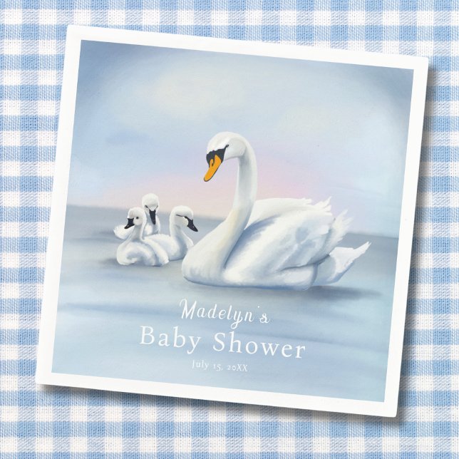 Servilleta De Papel Mamá Cisne Con Bebés Baby Shower (Subido por el creador)