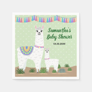 Servilleta De Papel Mama Llama y el bebé Green Polka Dot Baby Shower