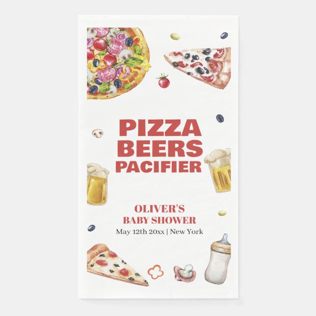 Servilleta De Papel Mama Mia Pizza Italiana Beer Pacifier Baby Shower (Anverso)