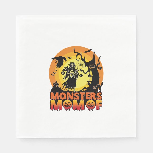 Servilleta De Papel Mamá Monstruos Halloween Monstruo Fantasma Esquele (Anverso)