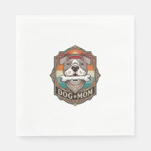 Servilleta De Papel Mamá Perro Hueso Bandana Marco Vintage_1