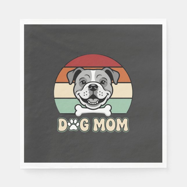 Servilleta De Papel Mamá Perro Retro Bulldog Vector (Anverso)