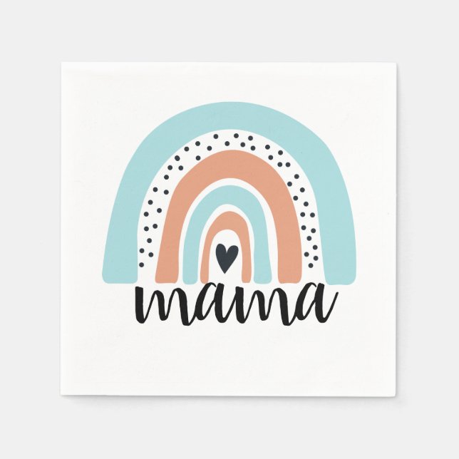 Servilleta De Papel Mama Rainbow Blue Peach (Anverso)