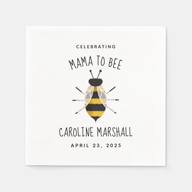 Servilleta De Papel Mama to Bee Baby Shower Decoración Cocktail Napkin (Anverso)