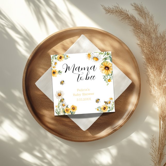 Servilleta De Papel Mama to Bee flores amarillas Bumblebee Baby Shower (Subido por el creador)