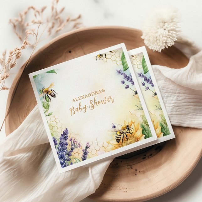 Servilleta De Papel Mama to Bee Wildflower Honeybee Baby Shower (Subido por el creador)