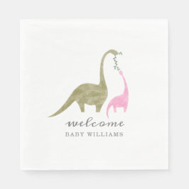 Servilleta De Papel Mama y Baby Dinosaur Pink Baby Shower